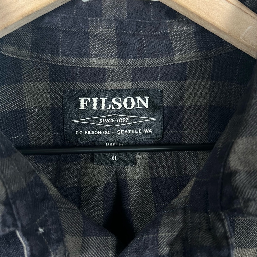 Filson Alaskan Guide Flannel Shirt Plaid Long Sleeve Button Down Size XL - Picture 5 of 7